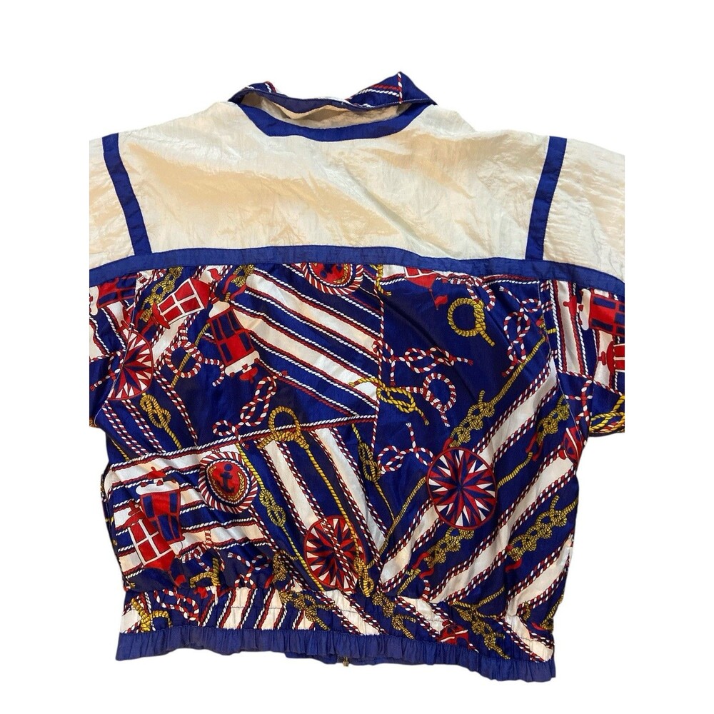 Nautical Pirate Jacket‎ Windbreaker Size M by Lady Avon 90s Granny Style Retro - Picture 3 of 9